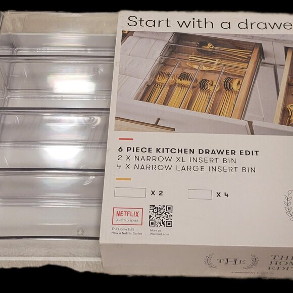 The Home Edit 6 Piece Kitchen Drawer Set 2 Narrow XL insert bin & 4 Narrow L bin - Picture 6 of 6